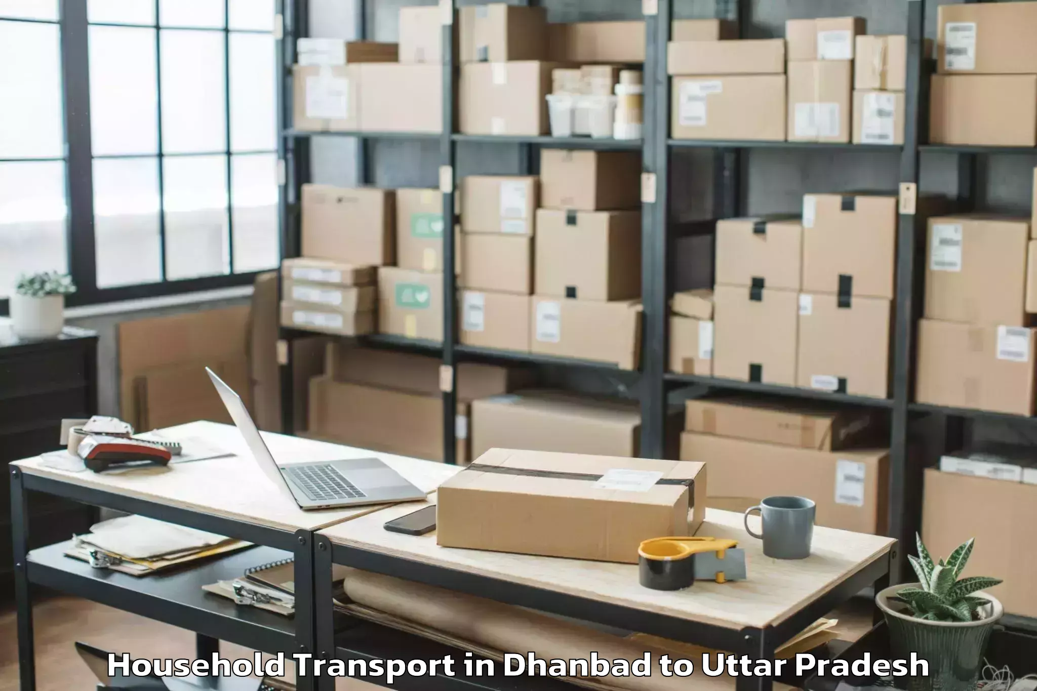 Book Dhanbad to Nichlaul Household Transport